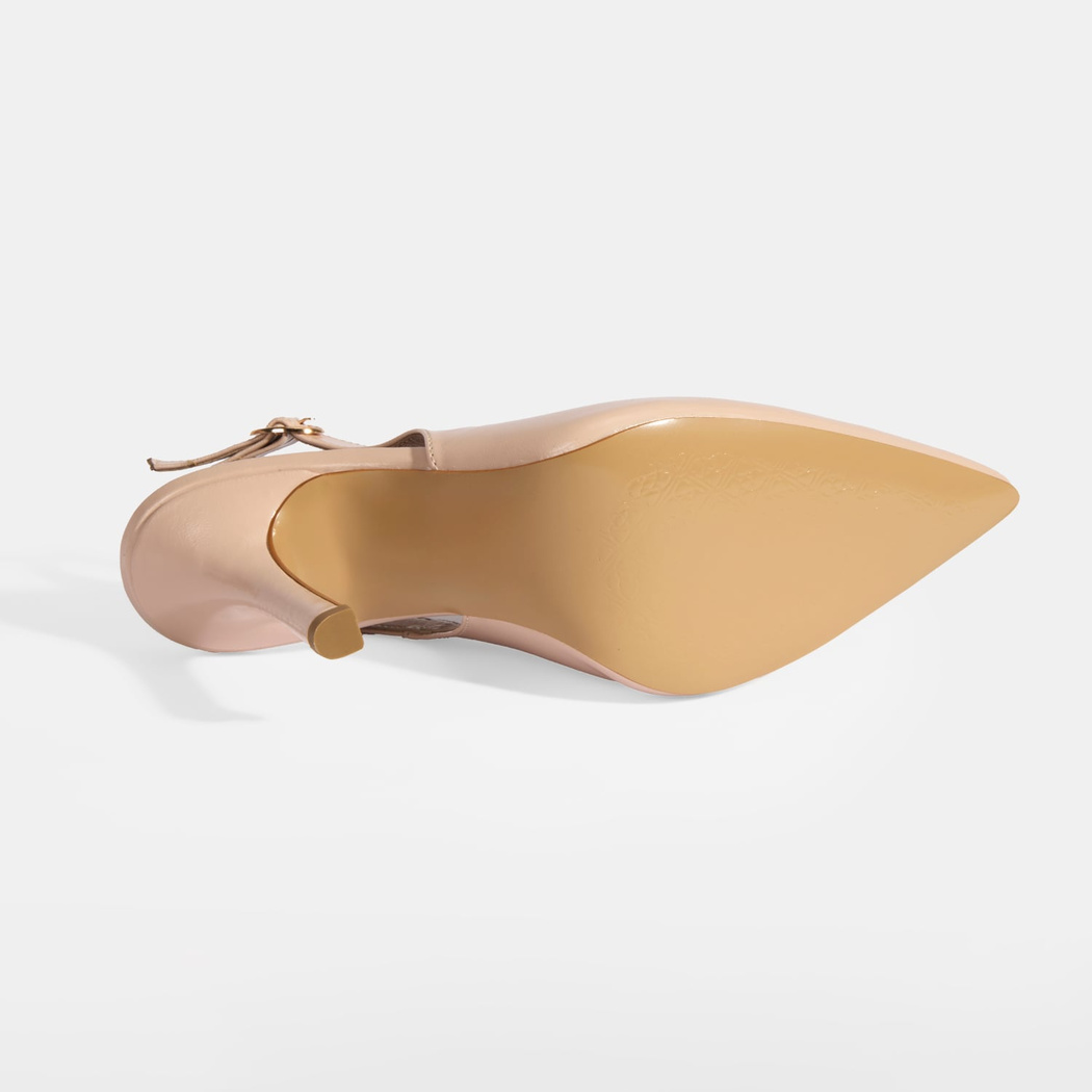 Kadın Pudra Rugan Topuklu Ayakkabı