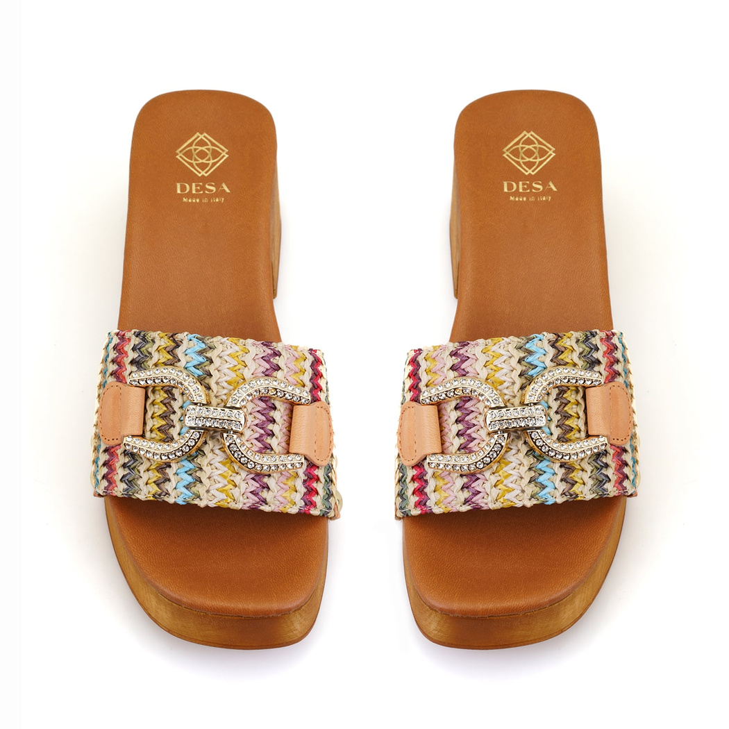 Kadın Renkli Topuklu Deri Terlik