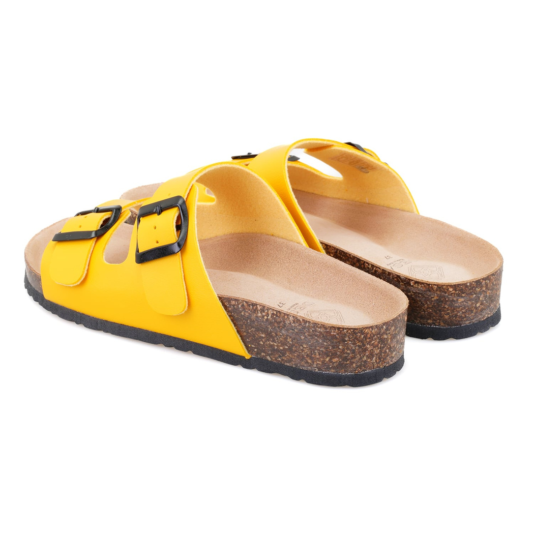 Kadın Sarı Ayarlanabilir Tokalı Terlik