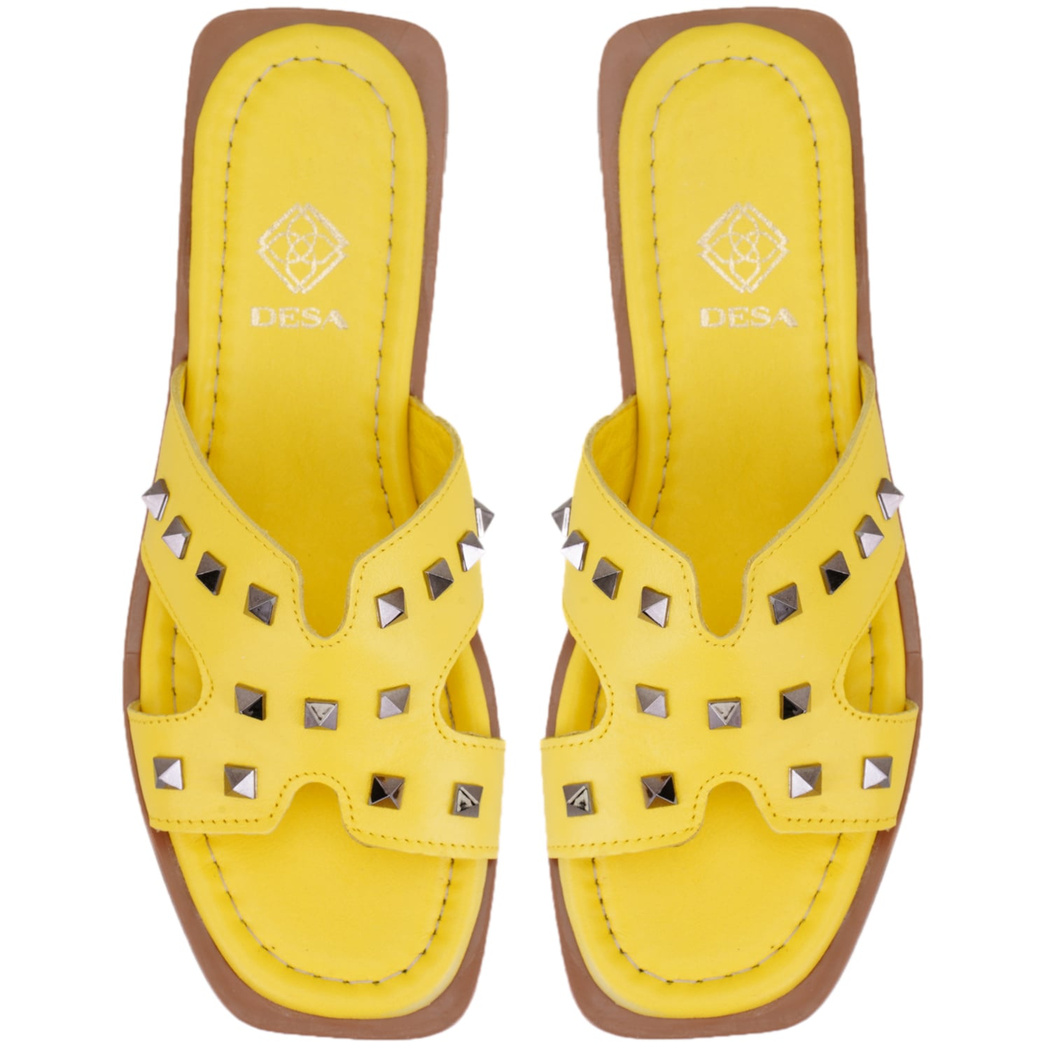 Kadın Sarı Deri Terlik