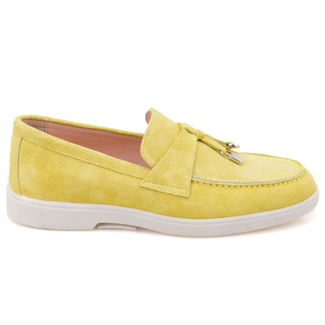 Kadın Sarı Süet Deri Loafer