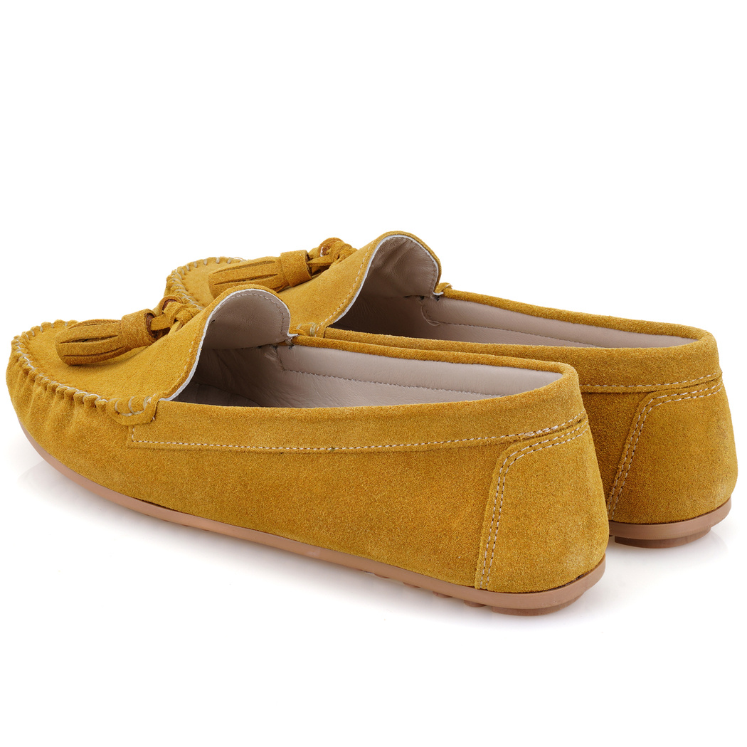 Kadın Sarı Süet Deri Loafer