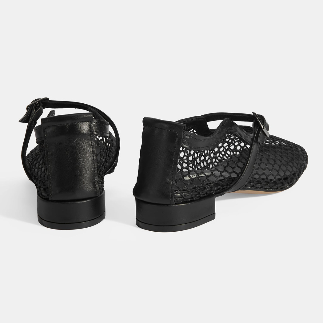 Kadın Siyah Ayarlanabilir Metal Tokalı File Babet