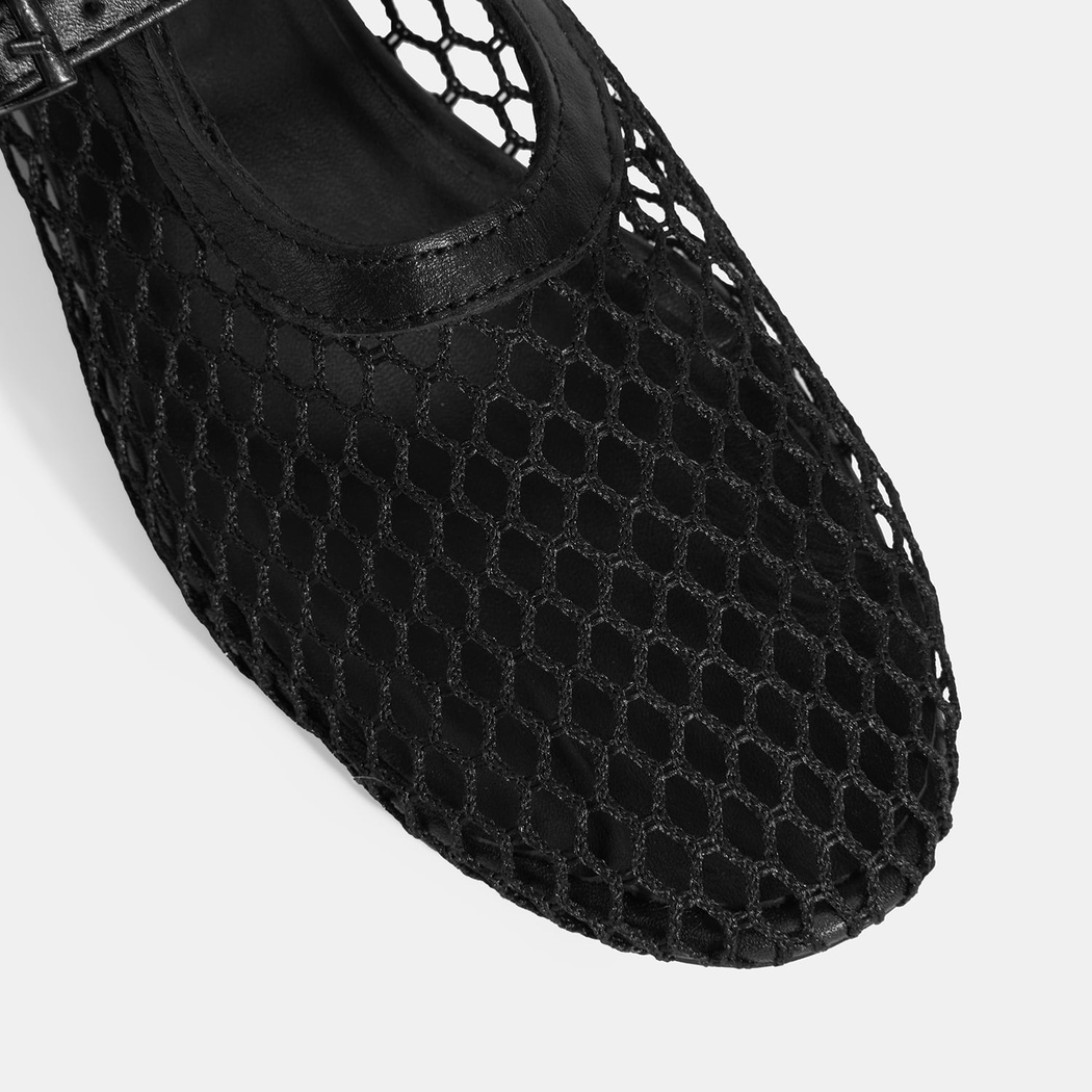 Kadın Siyah Ayarlanabilir Metal Tokalı File Babet