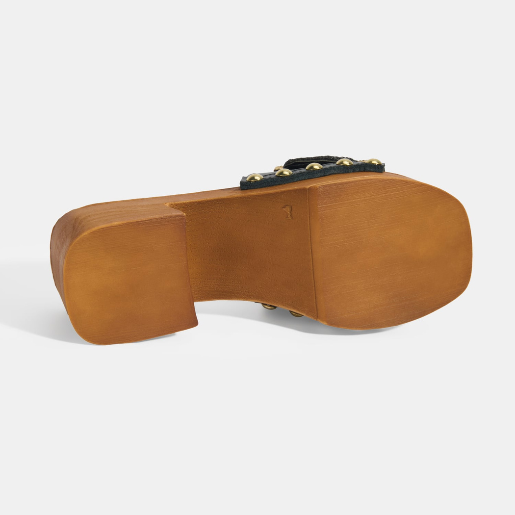 Kadın Siyah Ayarlanabilir Toka Detaylı Topuklu Terlik