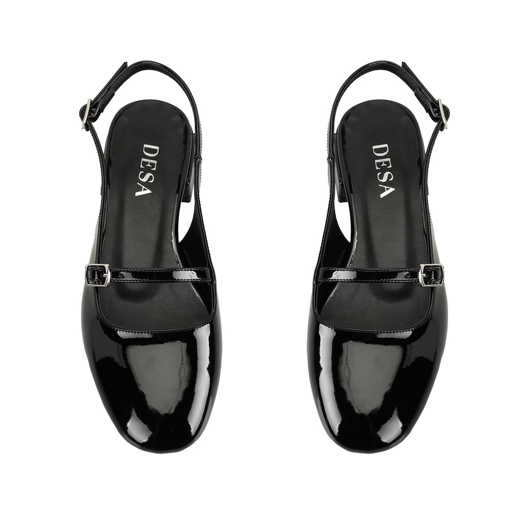 Kadın Siyah Ayarlanabilir Tokalı Deri Babet