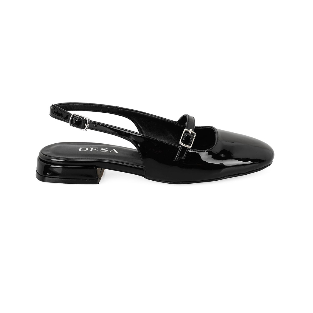 Kadın Siyah Ayarlanabilir Tokalı Deri Babet