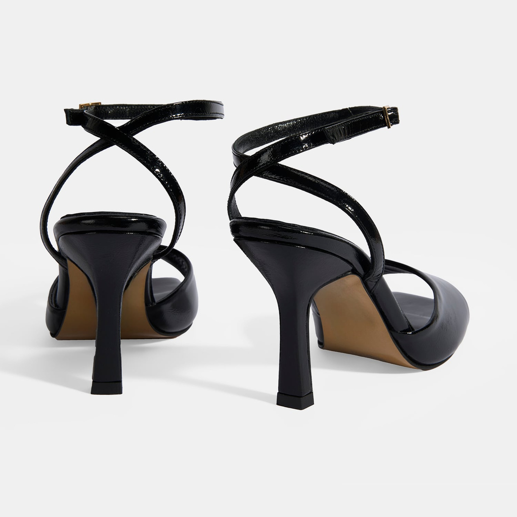 Kadın Siyah Ayarlanabilir Tokalı Rugan Topuklu Sandalet