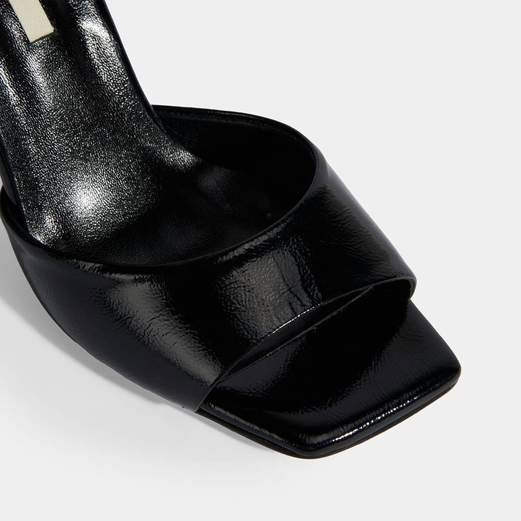 Kadın Siyah Ayarlanabilir Tokalı Rugan Topuklu Sandalet