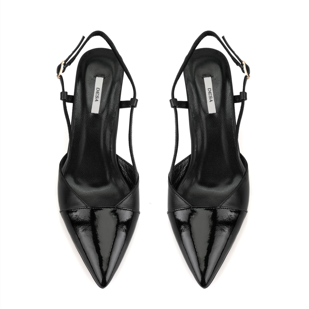 Kadın Siyah Ayarlanabilir Tokalı Topuklu Deri Abiye Ayakkabı