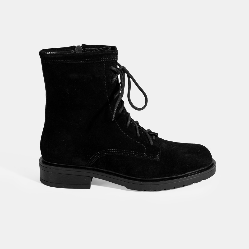 Kadın Siyah Bağcık Detaylı Süet Bot