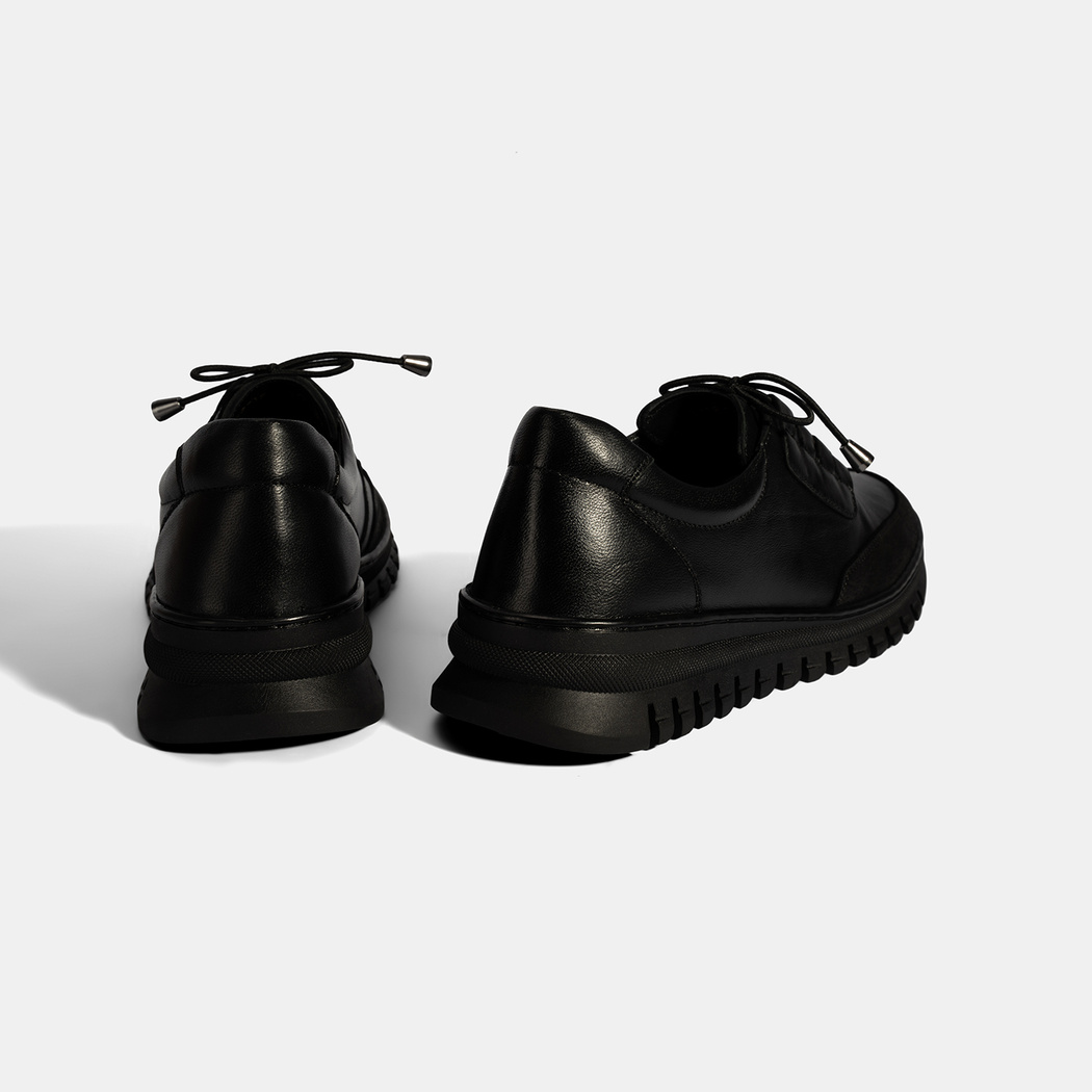 Kadın Siyah Bağcıklı DesaComfort Deri Ayakkabı