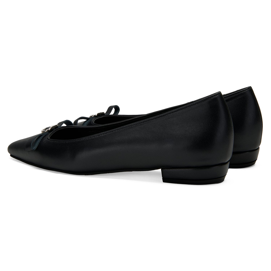 Kadın Siyah Deri Babet