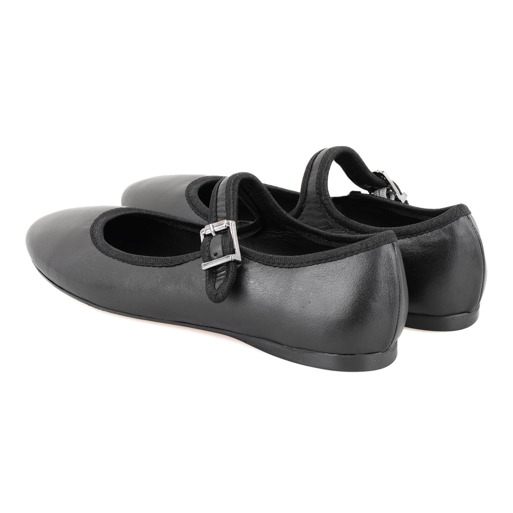 Kadın Siyah Deri Babet