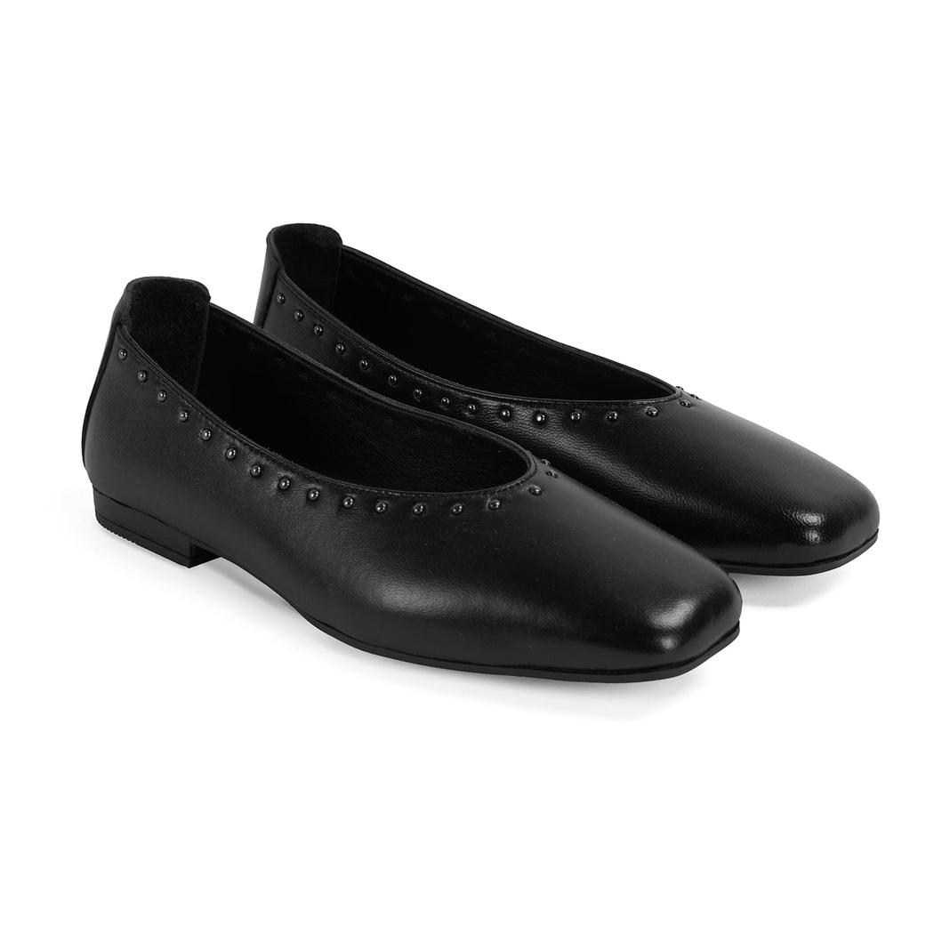 Kadın Siyah Deri Babet