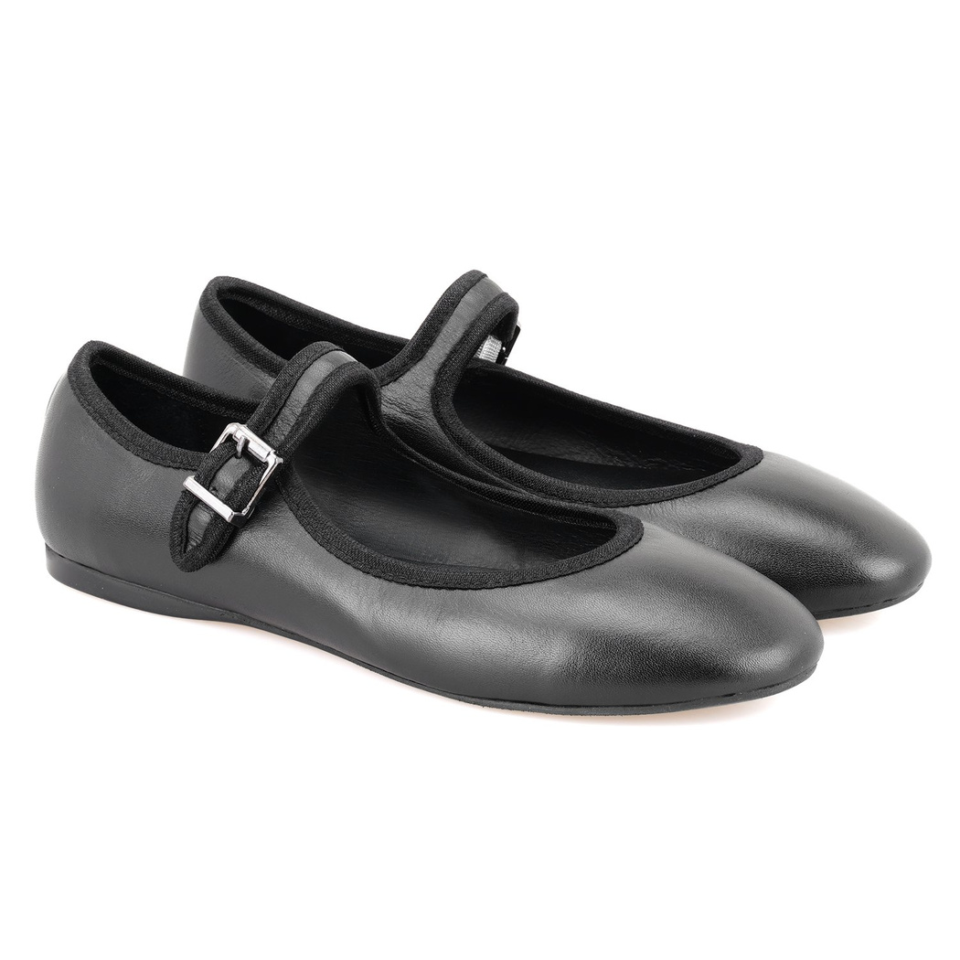 Kadın Siyah Deri Babet