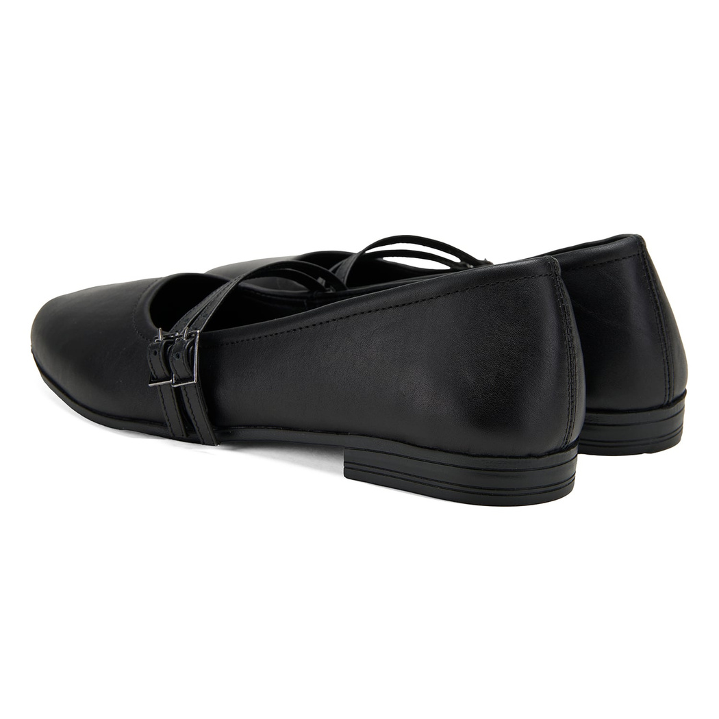 Kadın Siyah Deri Babet