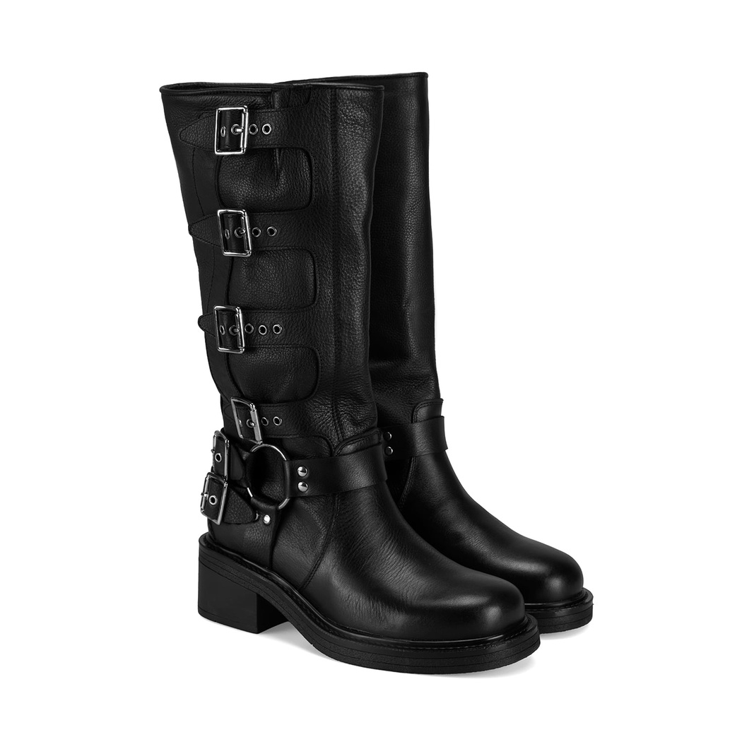 Kadın Siyah Deri Çizme