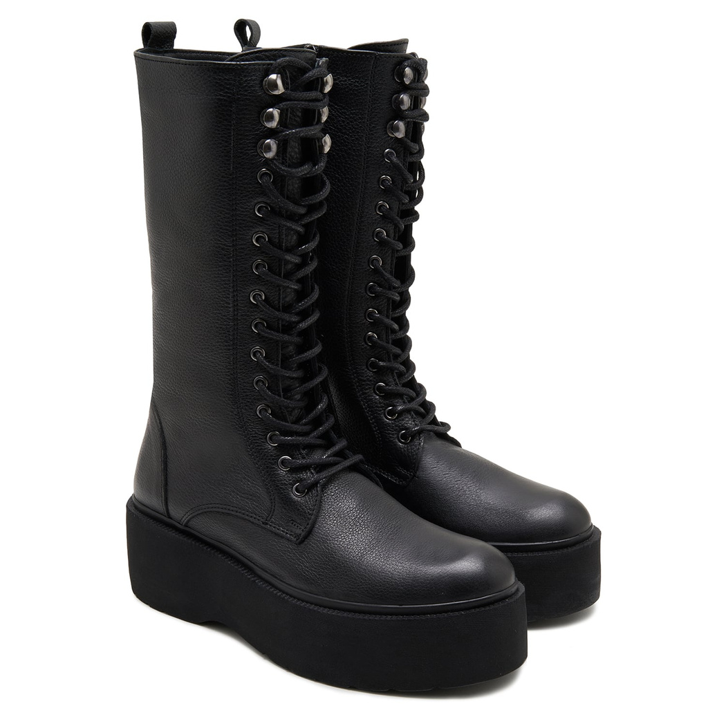 Kadın Siyah Deri Çizme