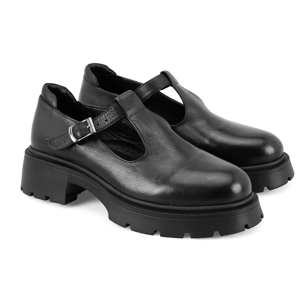 Kadın Siyah Deri Günlük Ayakkabı