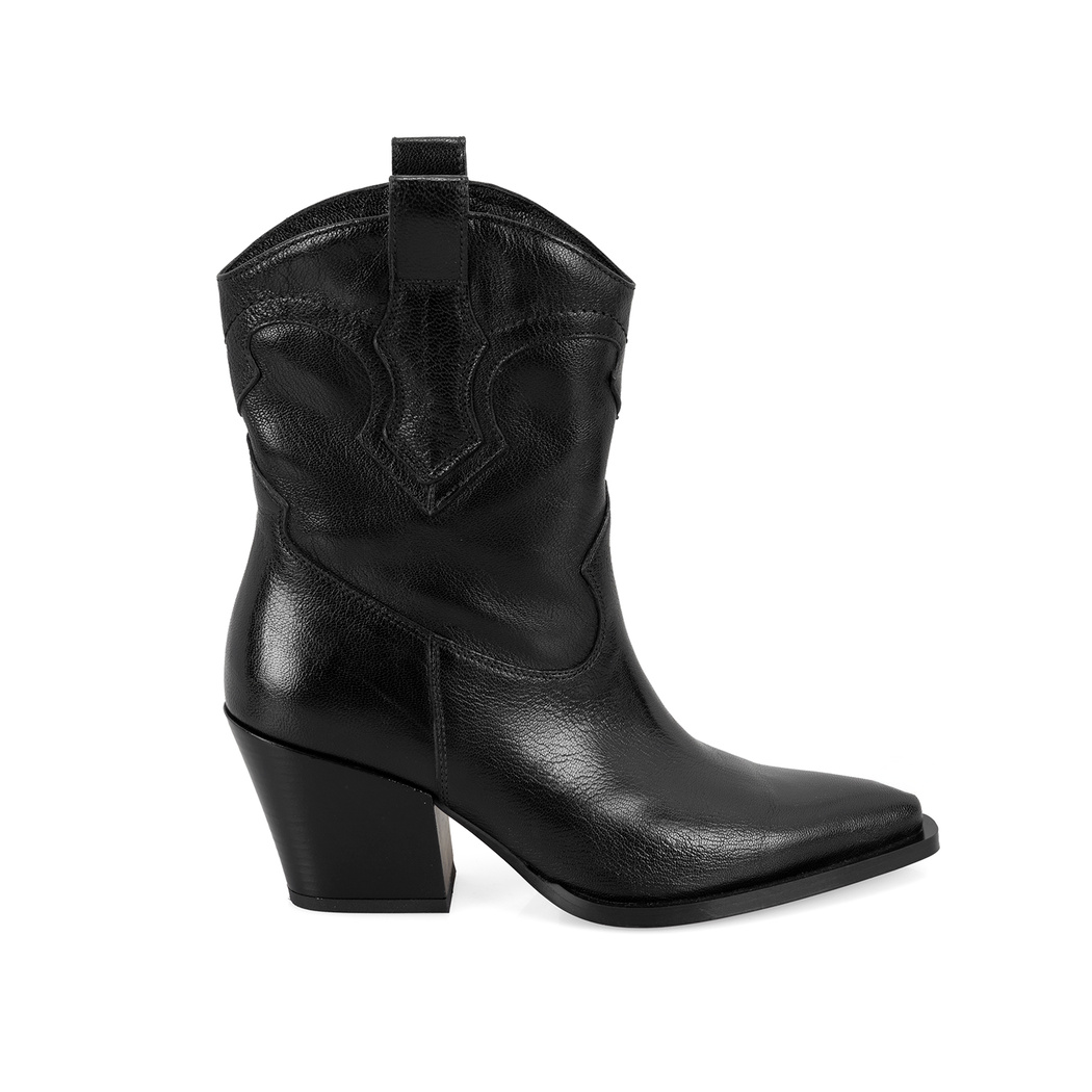 Kadın Siyah Deri Kovboy Bot
