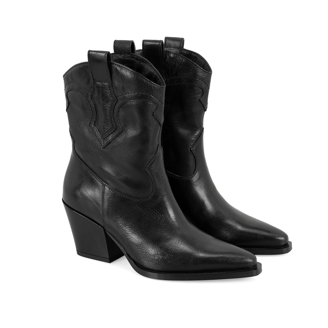 Kadın Siyah Deri Kovboy Bot