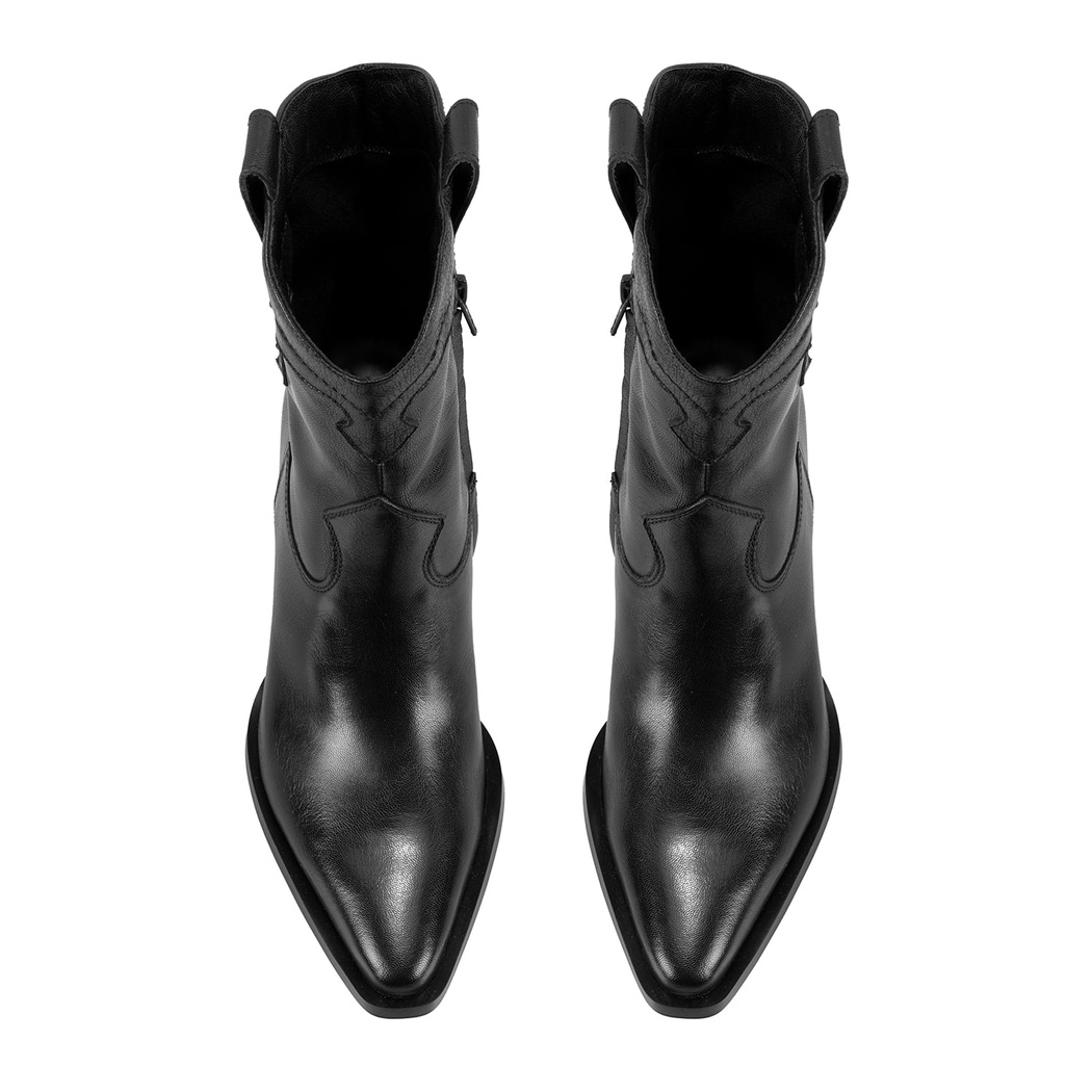 Kadın Siyah Deri Kovboy Bot