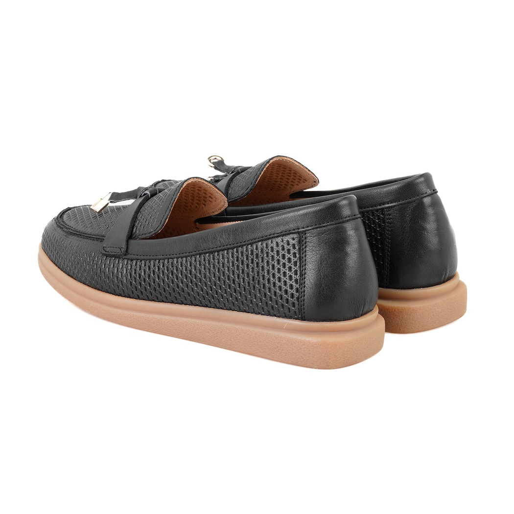 Kadın Siyah Deri Loafer