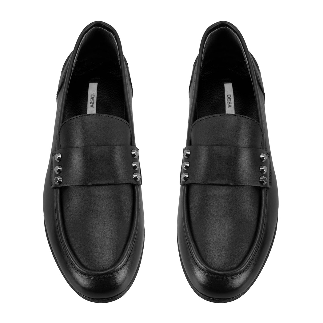 Kadın Siyah Deri Loafer