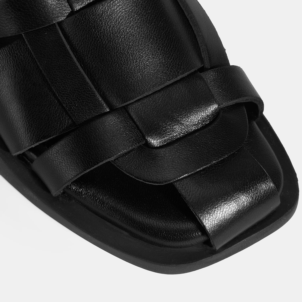 Kadın Siyah Deri Terlik 