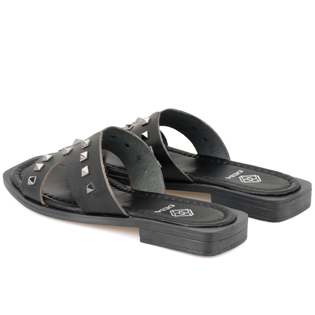 Kadın Siyah Deri Terlik