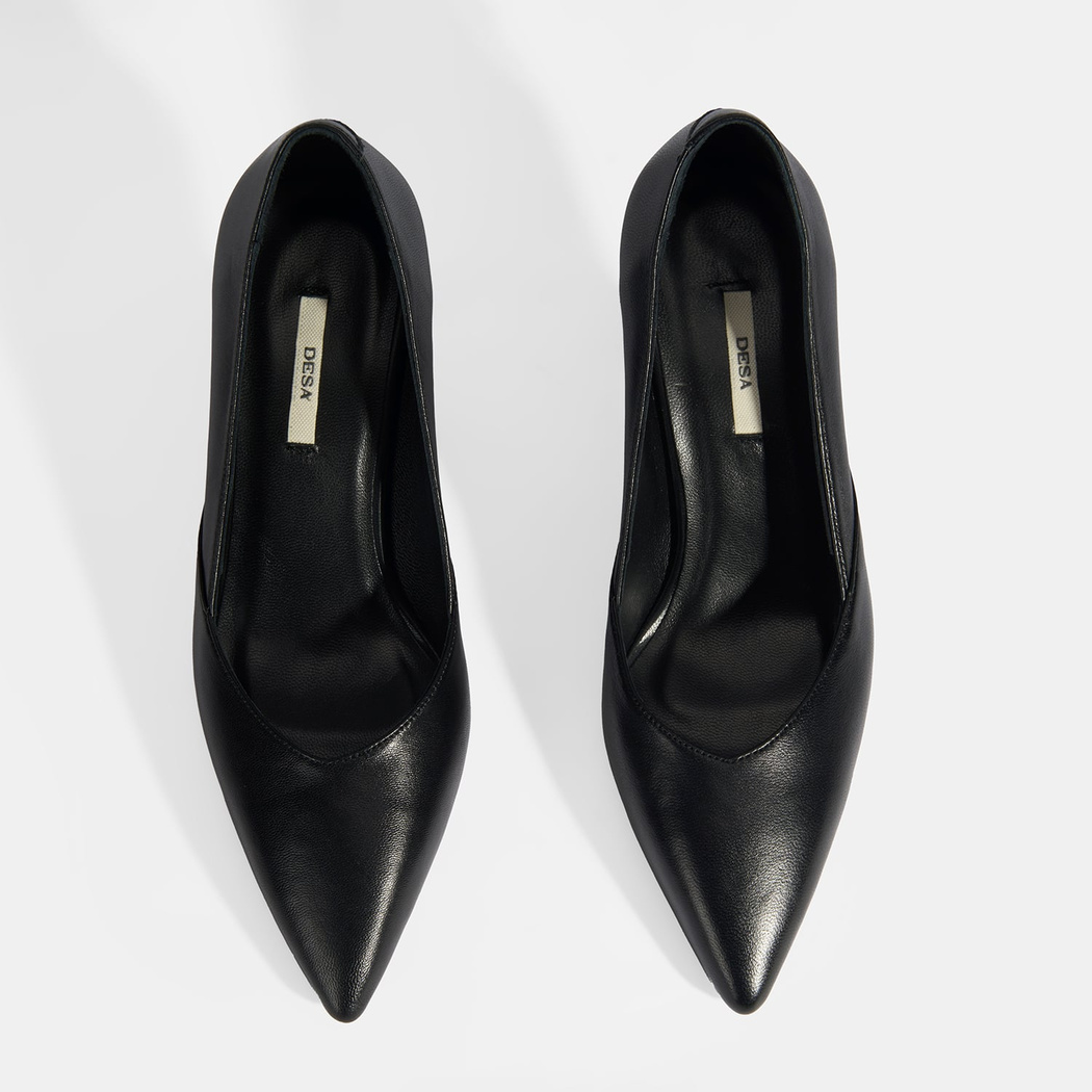 Kadın Siyah Deri Topuklu Klasik Ayakkabı