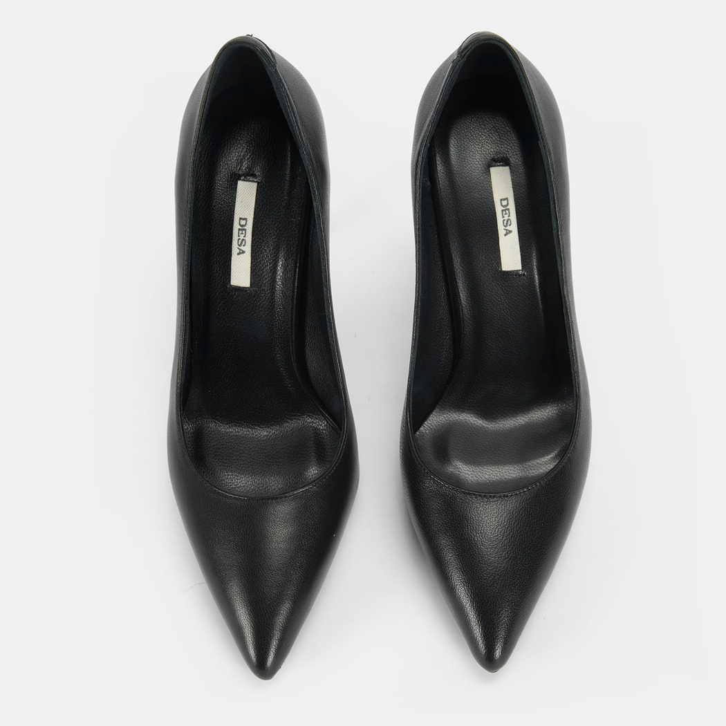 Kadın Siyah Deri Topuklu Klasik Ayakkabı