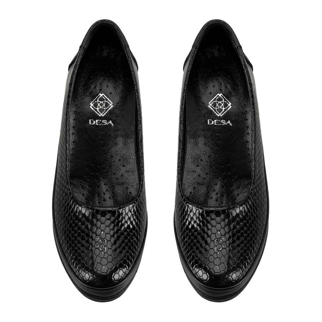 Kadın Siyah DesaComfort Dolgu Topuklu Deri Günlük Ayakkabı