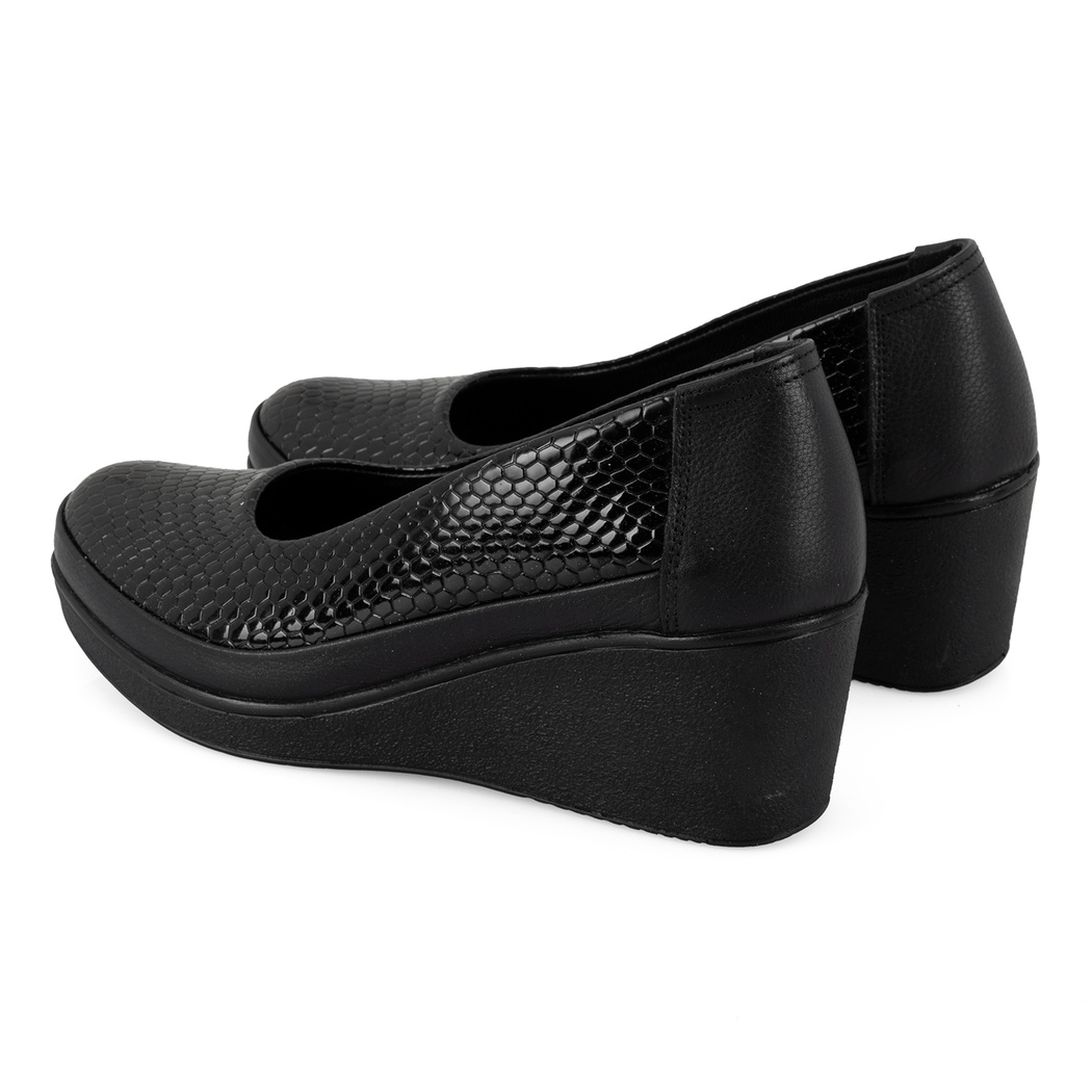 Kadın Siyah DesaComfort Dolgu Topuklu Deri Günlük Ayakkabı