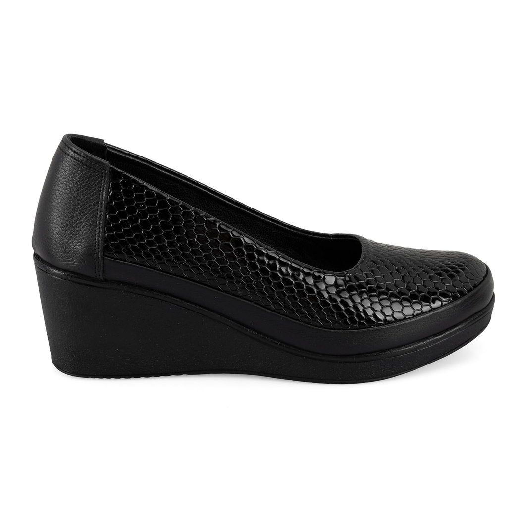 Kadın Siyah DesaComfort Dolgu Topuklu Deri Günlük Ayakkabı