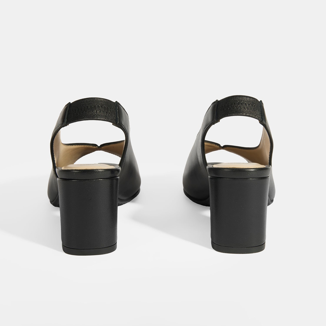 Kadın Siyah DesaComfort Lastik Bantlı Slingback Topuklu Ayakkabı