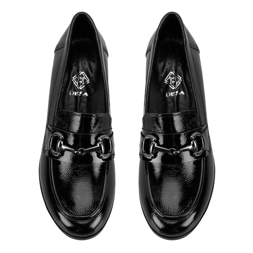 Kadın Siyah DesaComfort Topuklu Deri Loafer