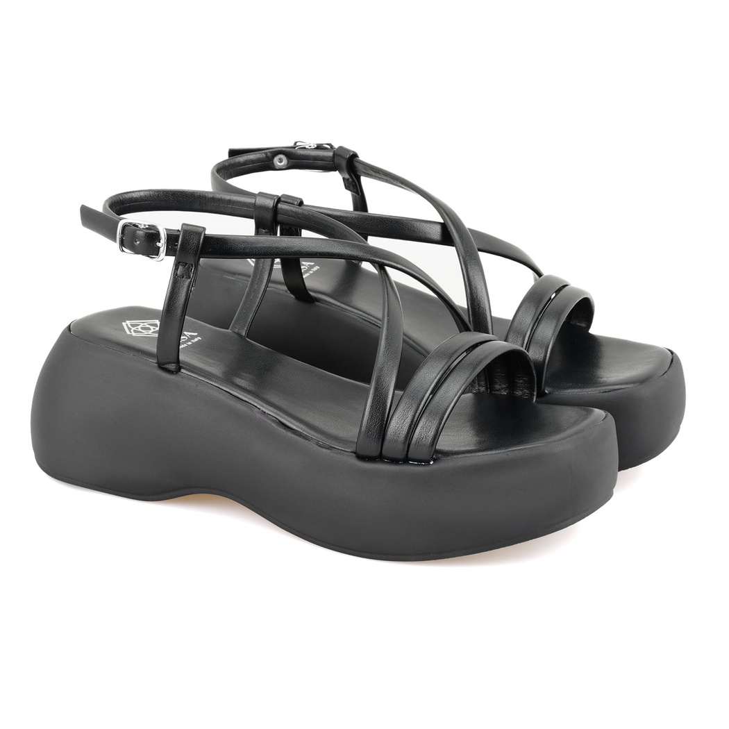 Kadın Siyah Dolgu Tabanlı Sandalet