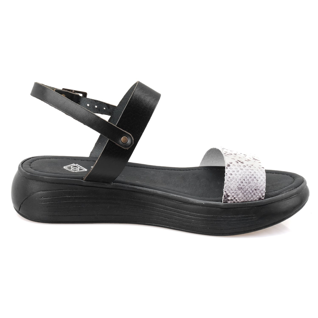 Kadın Siyah Egzotik Deri Sandalet