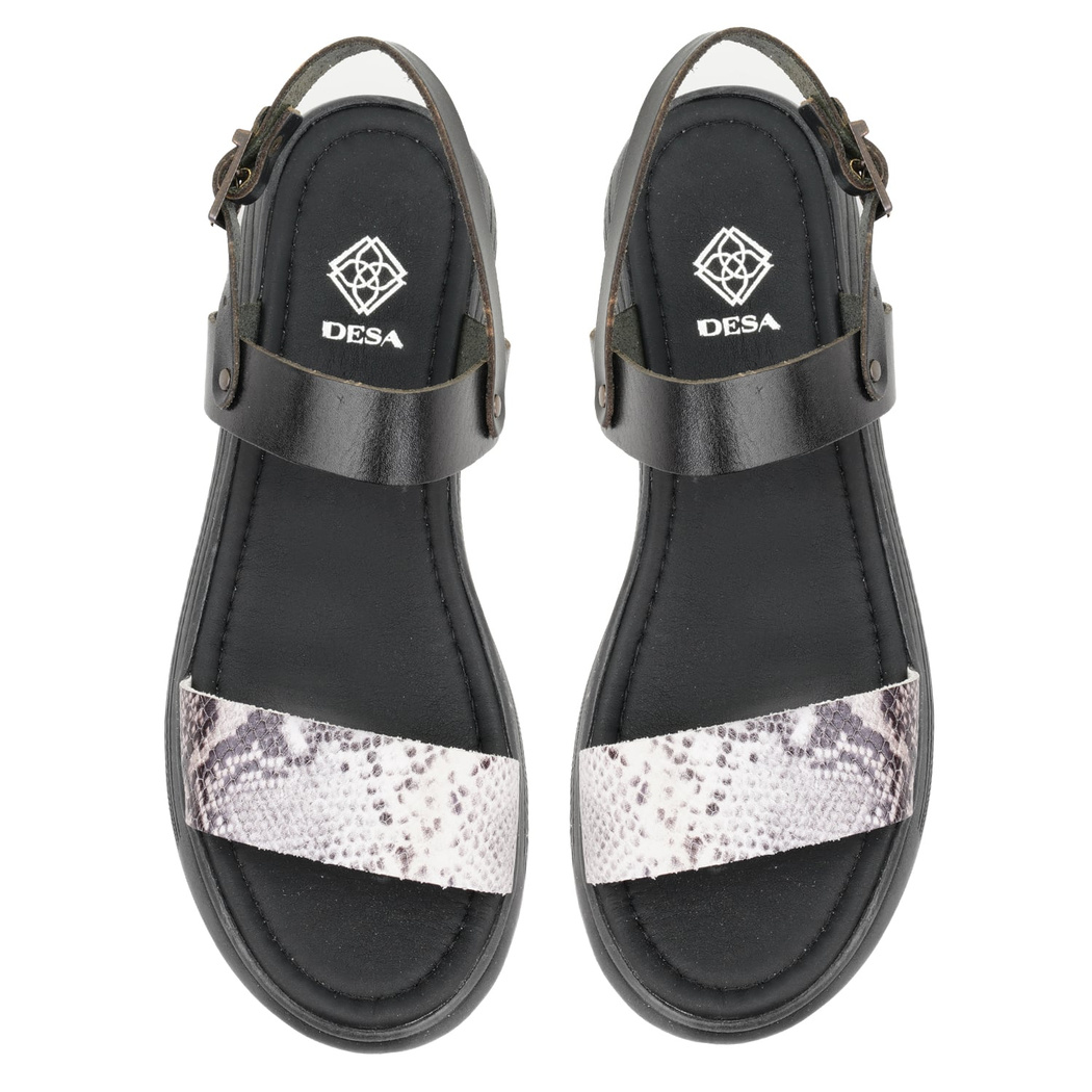 Kadın Siyah Egzotik Deri Sandalet