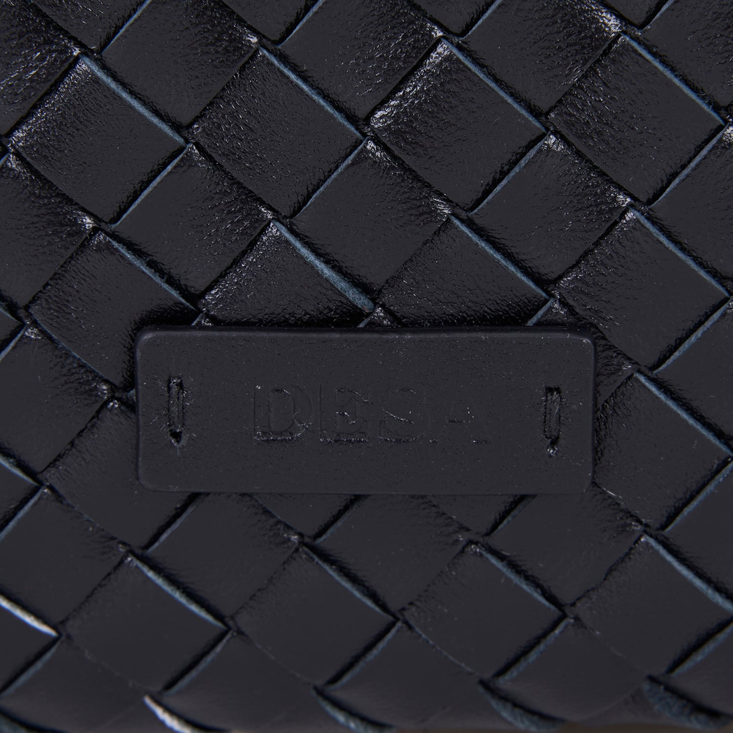 Kadın Siyah El Örgüsü Deri Clutch