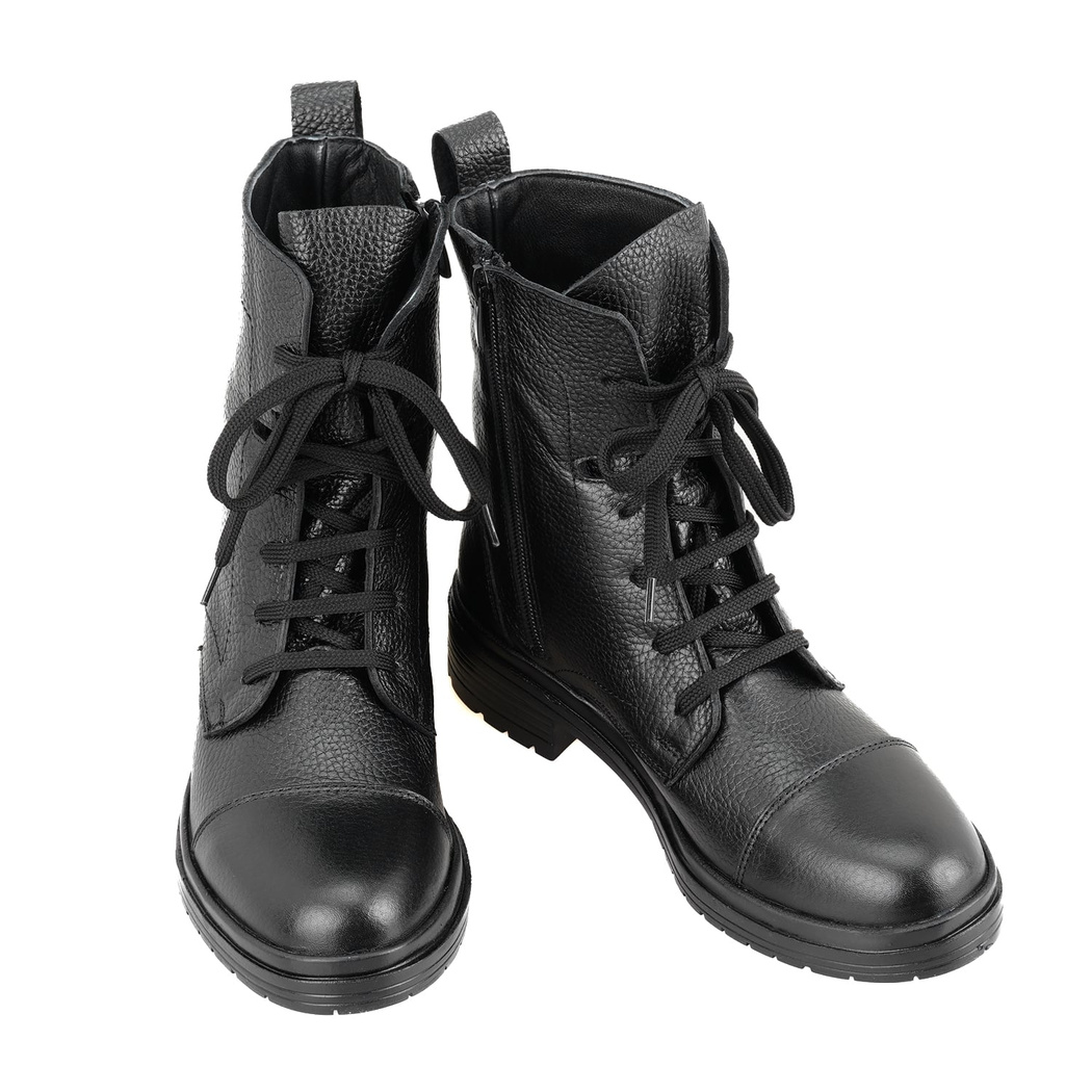 Kadın Siyah Fermuarlı Deri Bot