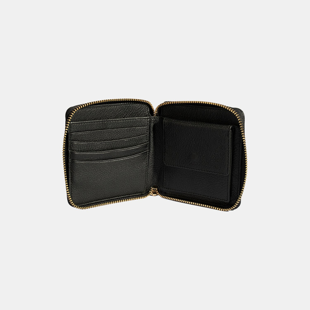 Kadın Siyah Fermuarlı Deri Cüzdan