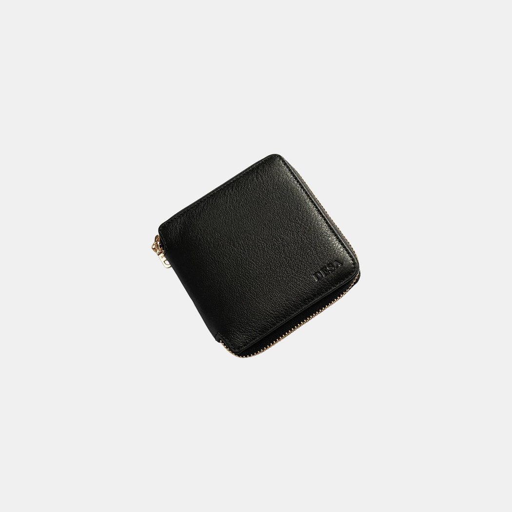 Kadın Siyah Fermuarlı Deri Cüzdan