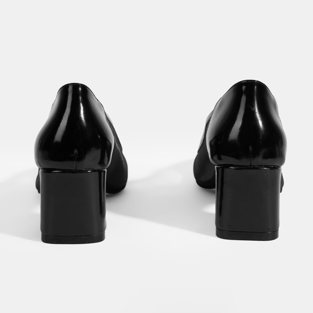 Kadın Siyah File Detaylı Topuklu Klasik Ayakkabı