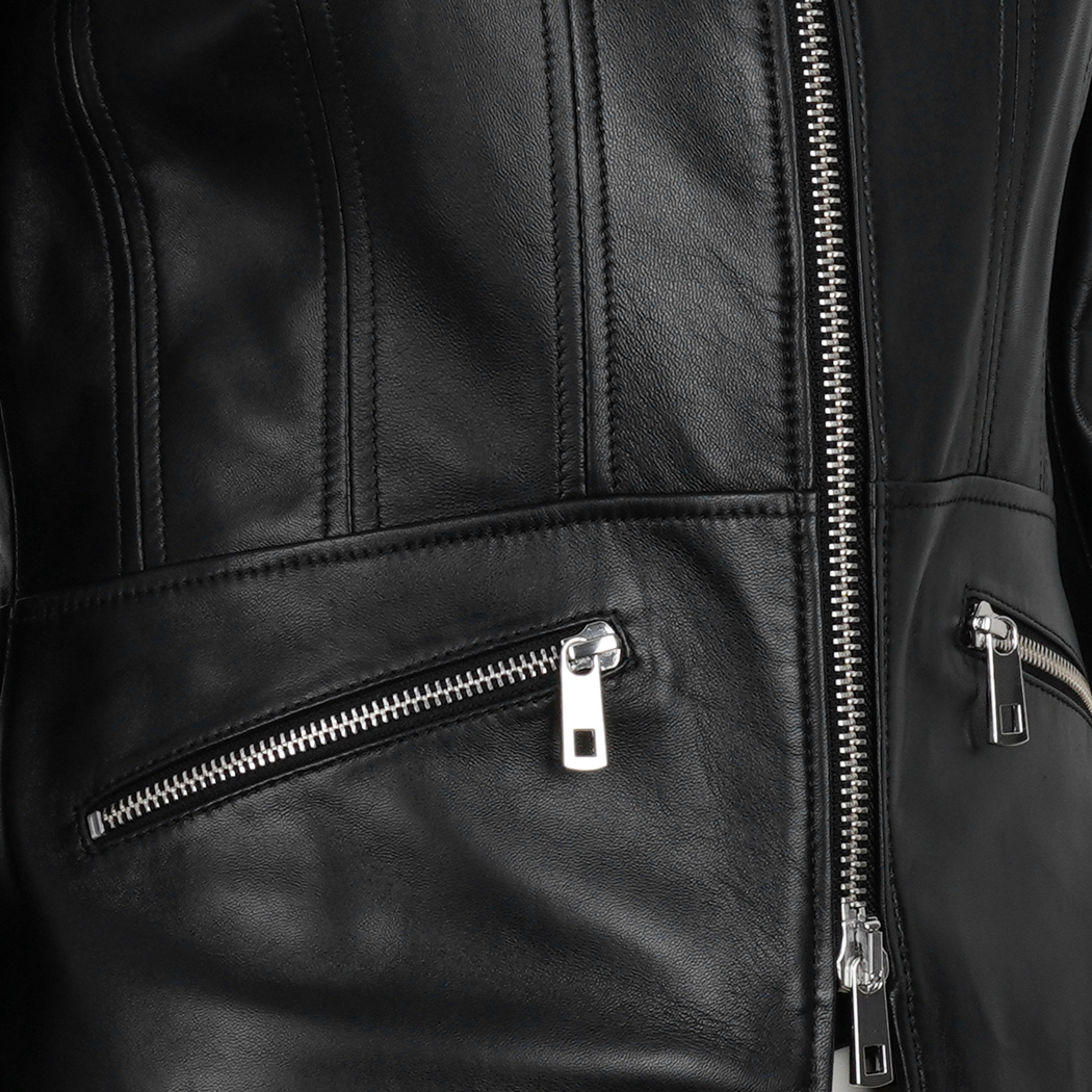 Kadın Siyah Fit Deri Ceket