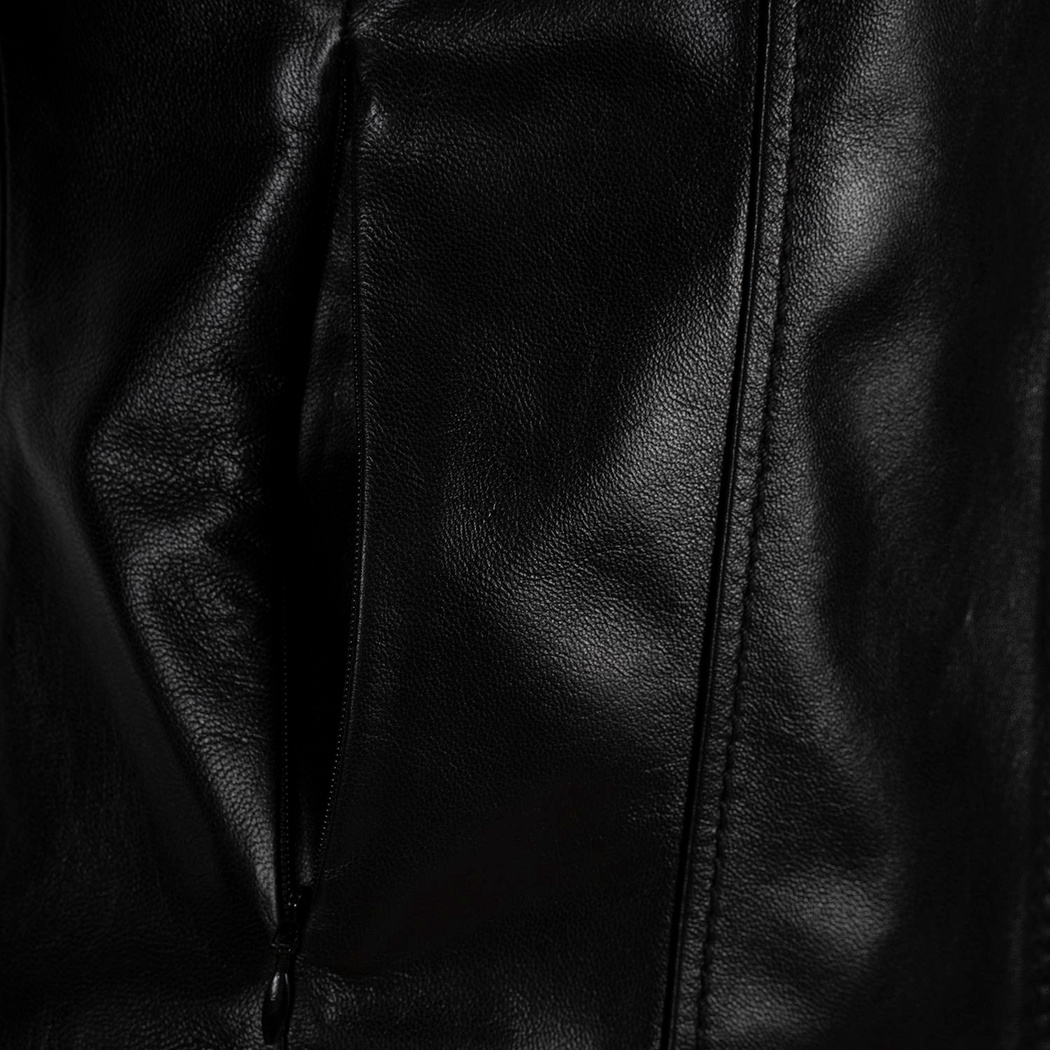 Kadın Siyah Gömlek Yakalı Fit Deri Ceket