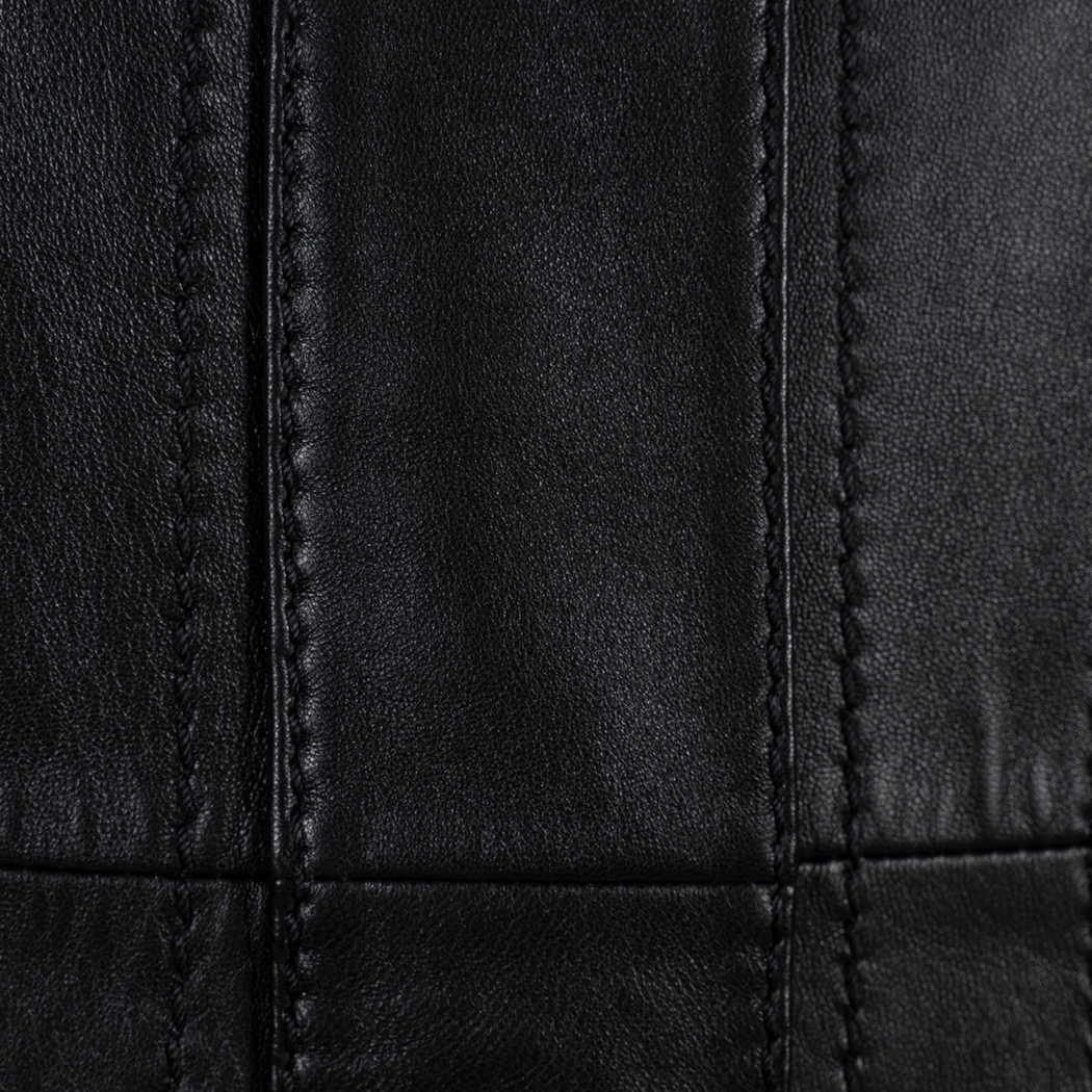 Kadın Siyah Hakim Yakalı Kapüşonlu Deri Kaban