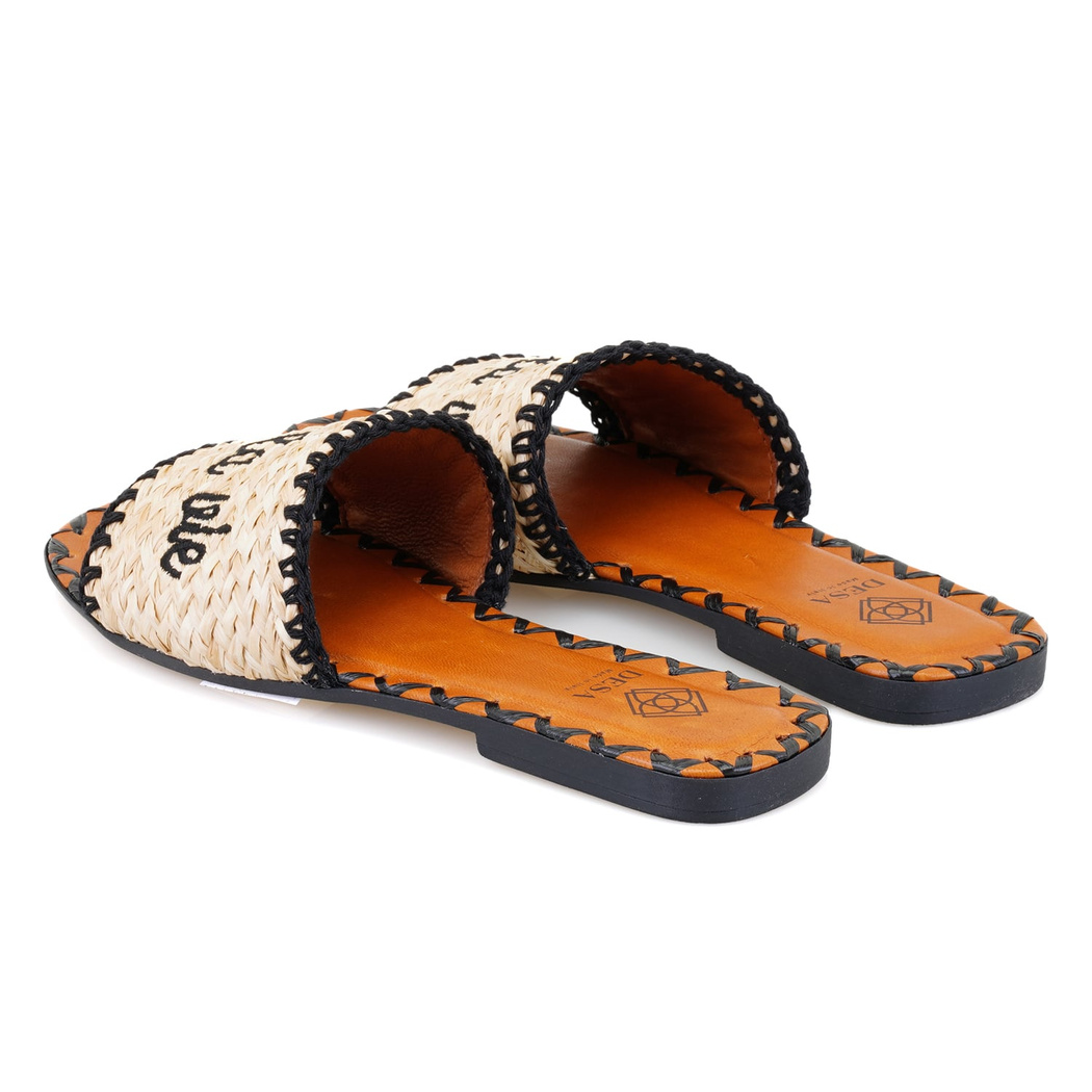 Kadın Siyah Hasır Örgülü Terlik